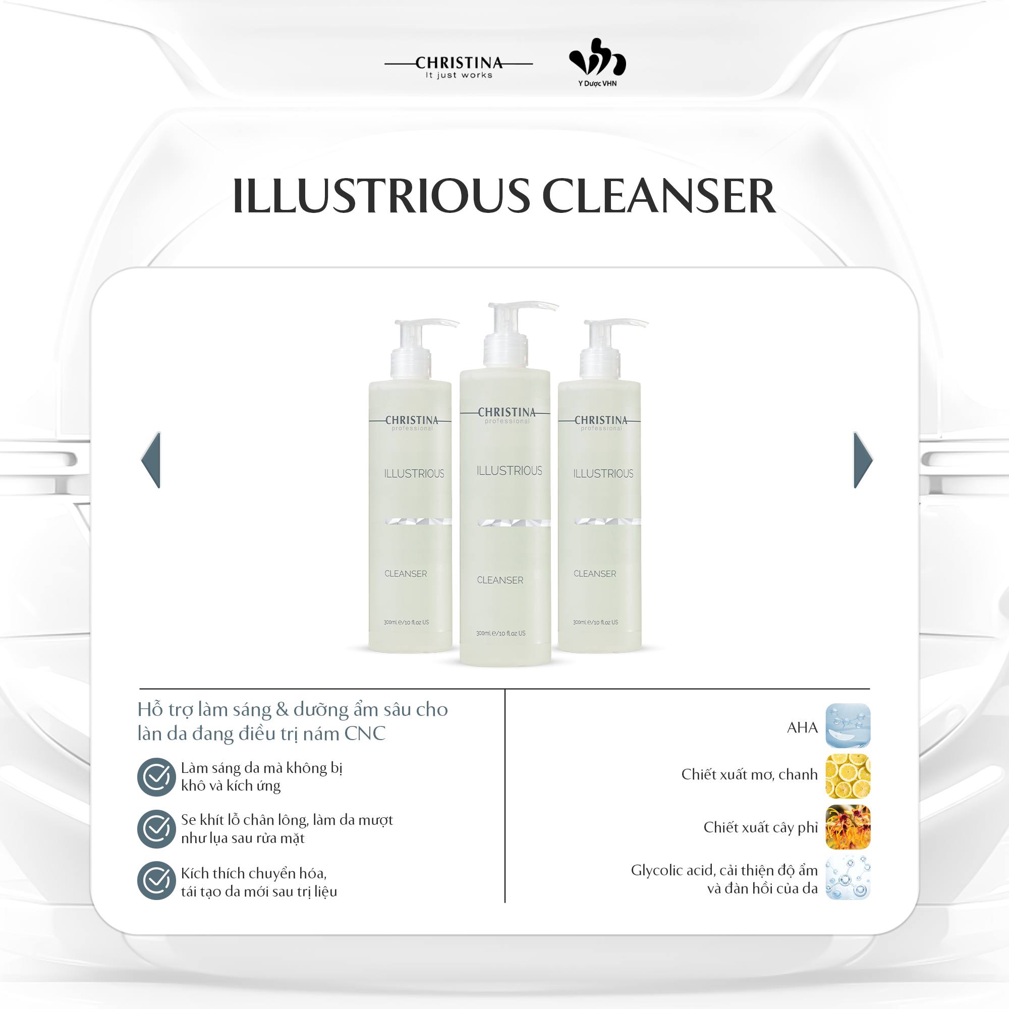 Christina Illustrious Cleanser - Sữa Rửa Mặt Hỗ Trợ Làm Sáng Da, Cải Thiện Thâm Sạm 300ml