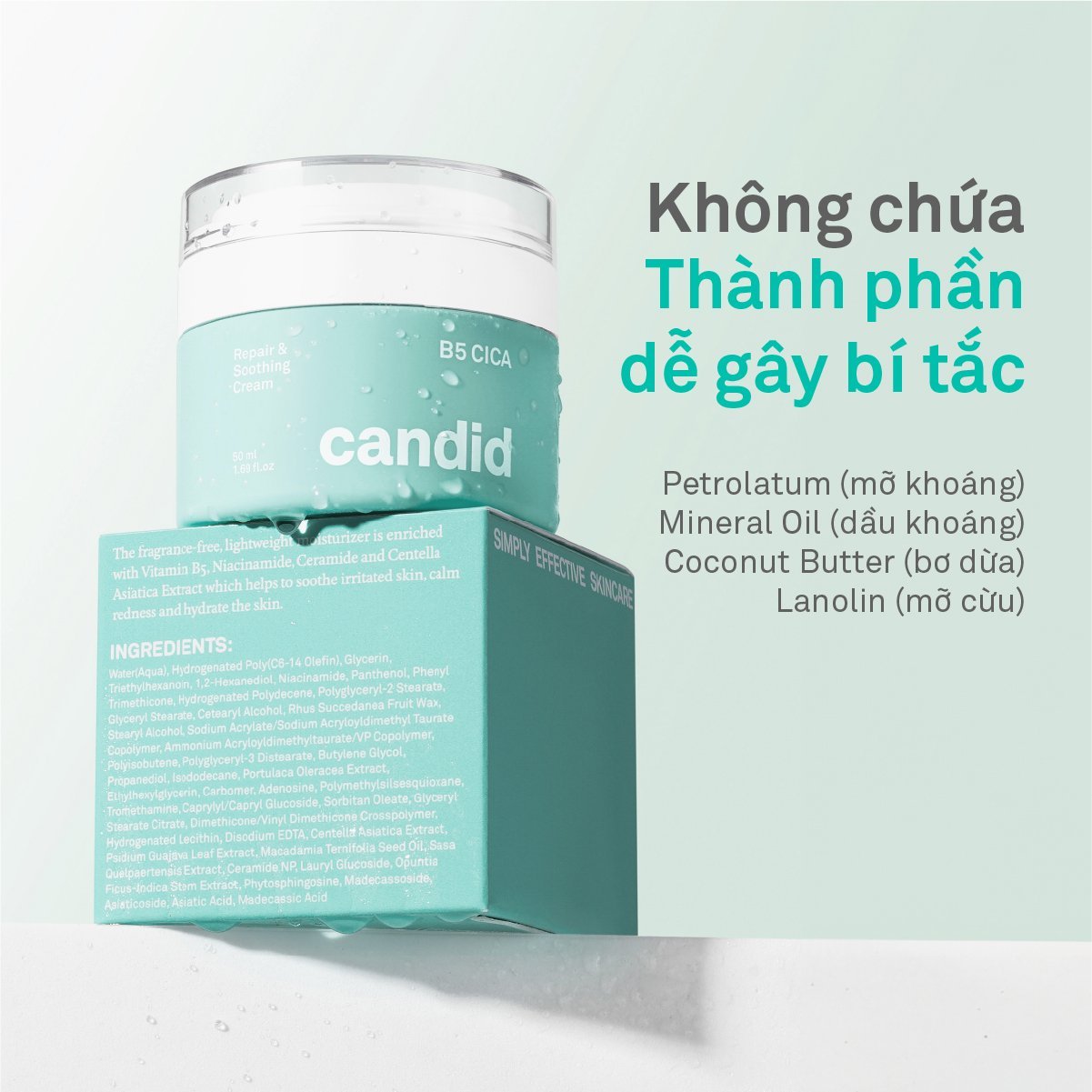 Candid B5 CICA Repair & Soothing Cream - Kem Dưỡng Ẩm Hỗ Trợ Phục Hồi Da B5 CICA 50ml