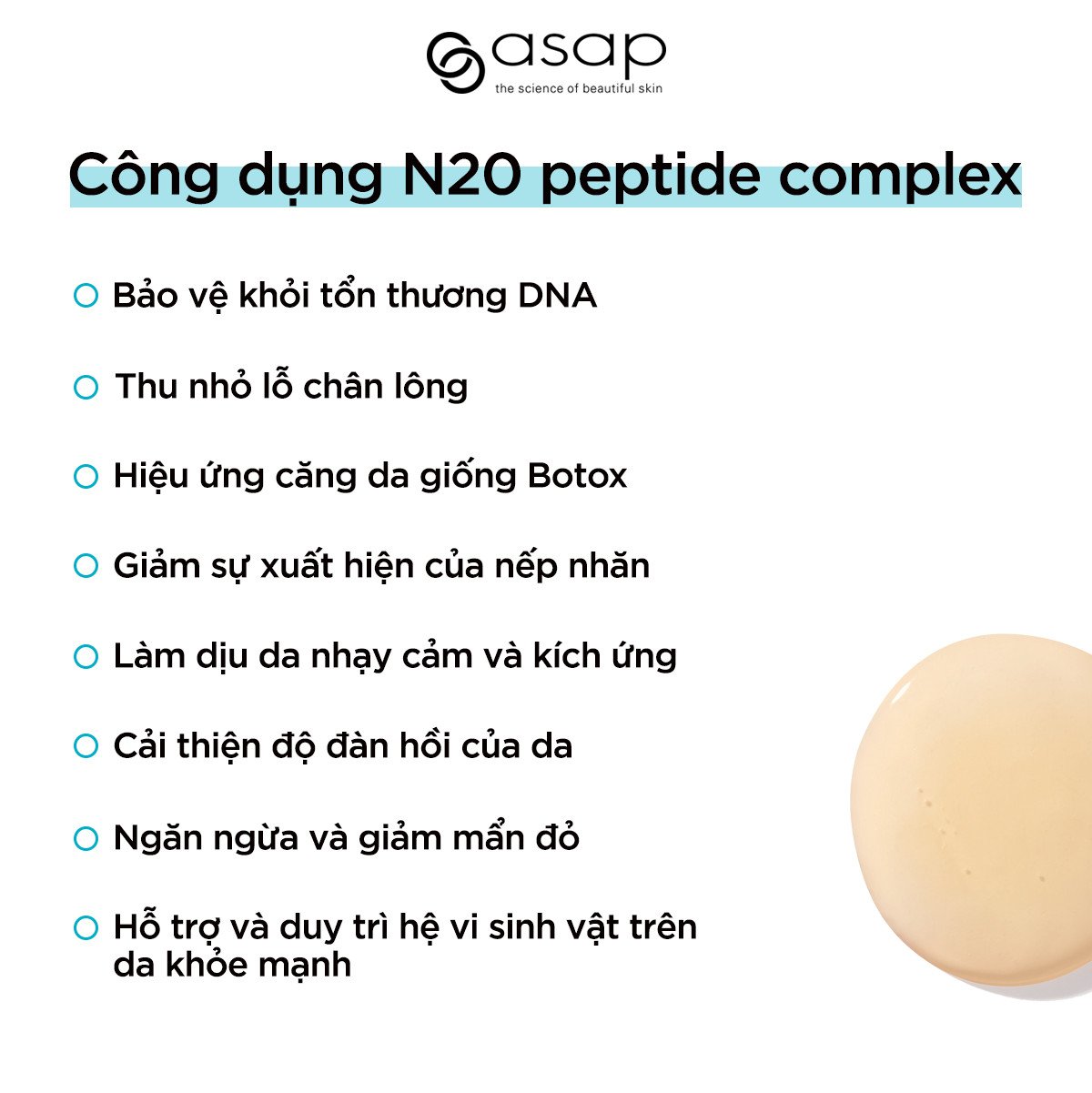Asap N20 Peptide Complex – Tinh Chất Chống Lão Hoá Và Hỗ Trợ Làm Sáng Da 30ml