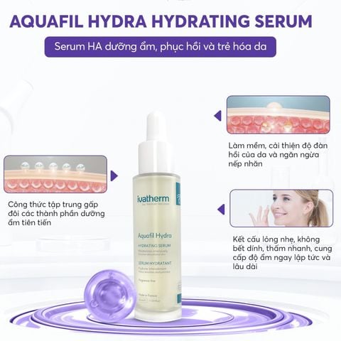Ivatherm Aquafil Hydra Hydrating Serum - Tinh chất dưỡng ẩm phục hồi và trẻ hoá  30ml
