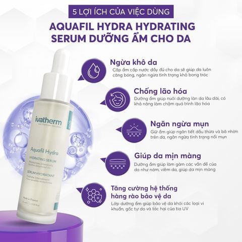 Ivatherm Aquafil Hydra Hydrating Serum - Tinh chất dưỡng ẩm phục hồi và trẻ hoá  30ml