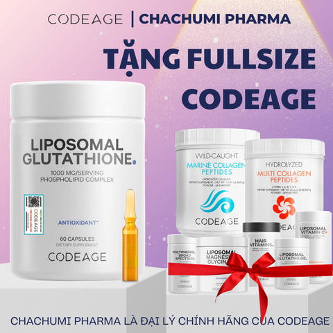 [TẶNG FULLSIZE] Viên Uống Glutathione 1000mg Codeage Trắng Da, Giảm Nám Tàn Nhang