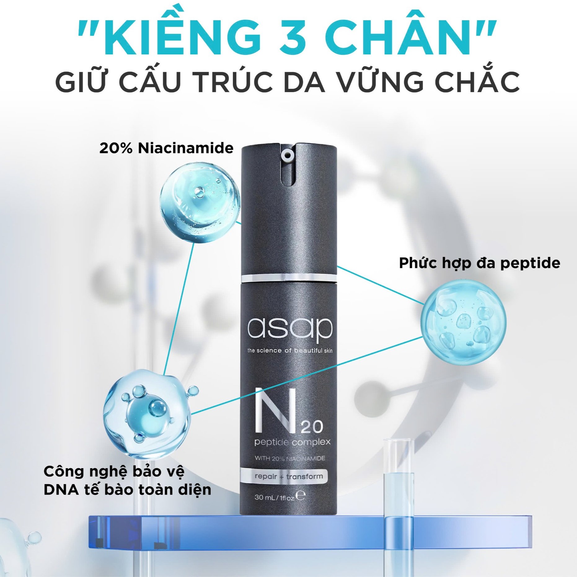 Asap N20 Peptide Complex – Tinh Chất Chống Lão Hoá Và Hỗ Trợ Làm Sáng Da 30ml