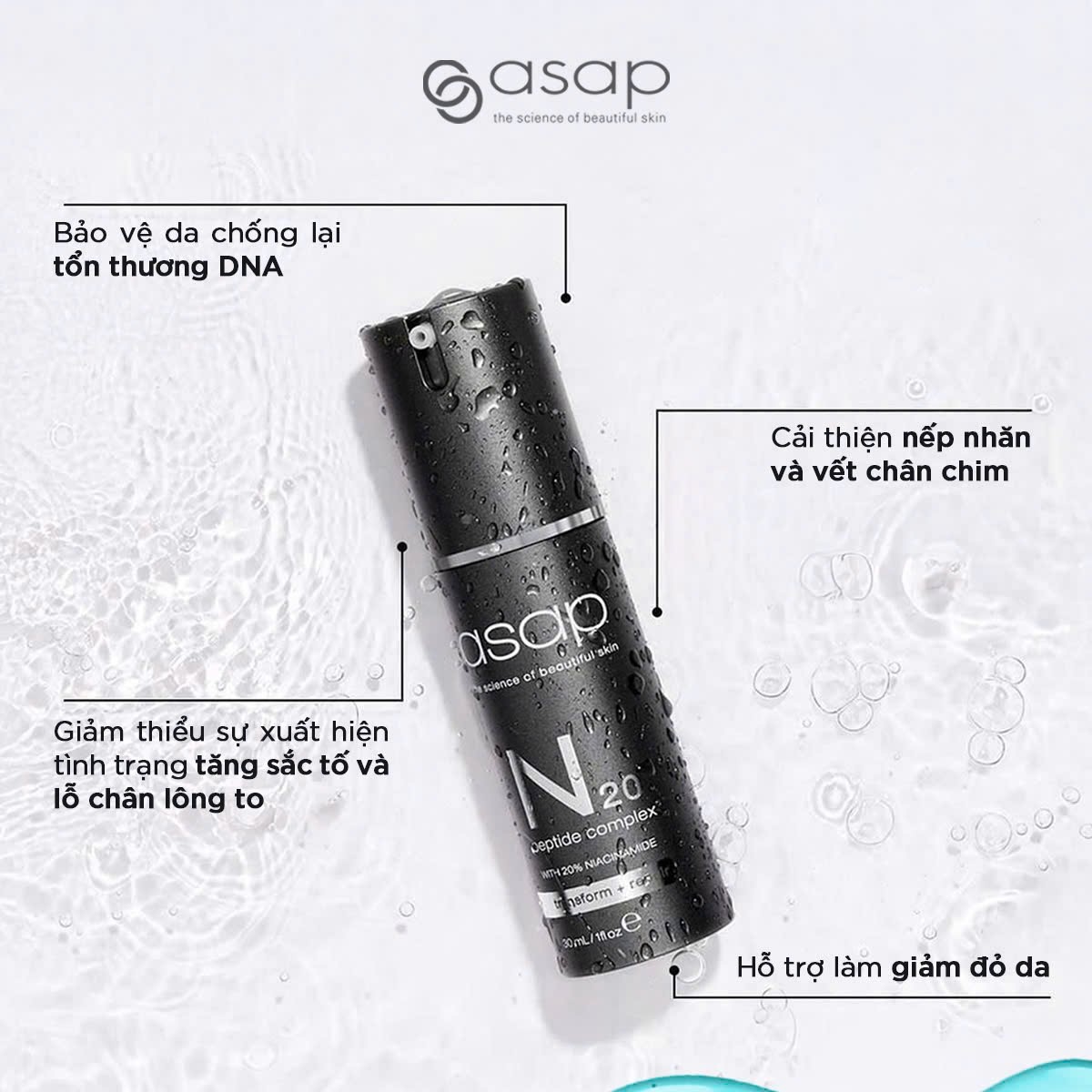 Asap N20 Peptide Complex – Tinh Chất Chống Lão Hoá Và Hỗ Trợ Làm Sáng Da 30ml