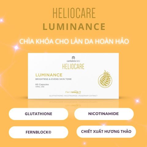 Viên Uống Sáng Da, Hỗ Trợ Mờ Nám, Giảm sắc Tố Heliocare Luminance Brightening & Even Skin Tone 60 Viên
