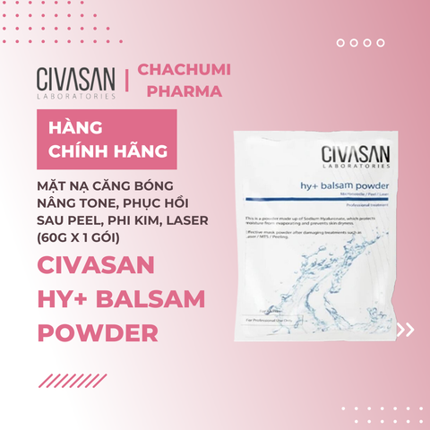 CIVASAN Balsam Powder - Mặt nạ căng bóng nâng tone dưỡng da phục hồi sau peel phi kim laser (60g x 1 gói)