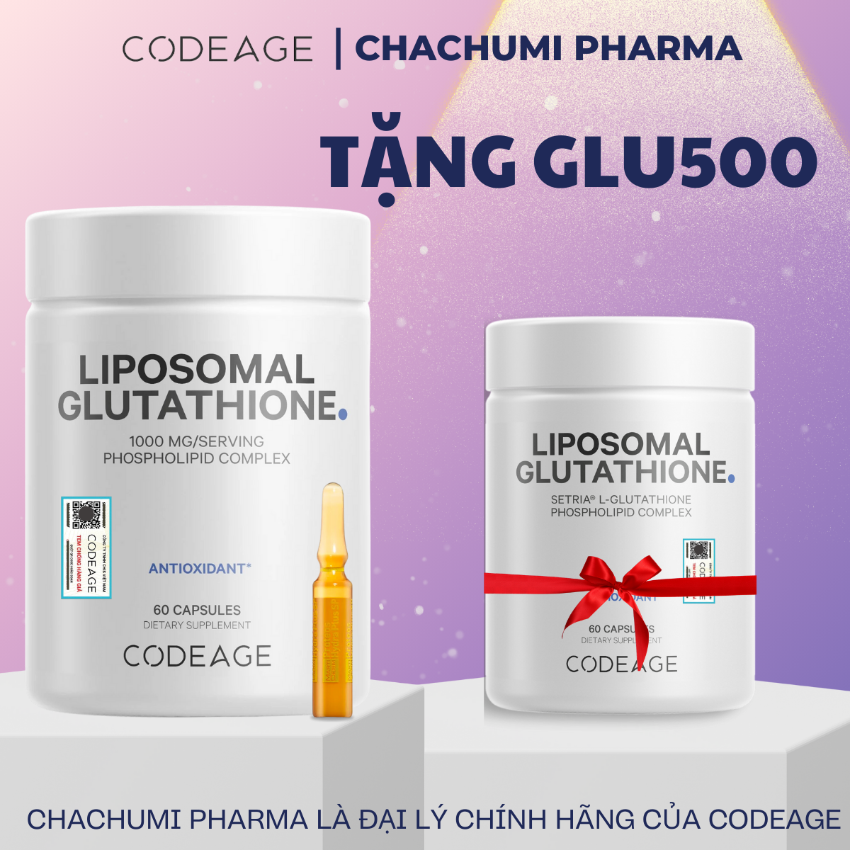 [TẶNG FULLSIZE] Viên Uống Glutathione 1000mg Codeage Trắng Da, Giảm Nám Tàn Nhang
