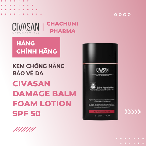 Civasan Damage Balm Foam Lotion SPF 50 30ml - Kem chống nắng bảo vệ da