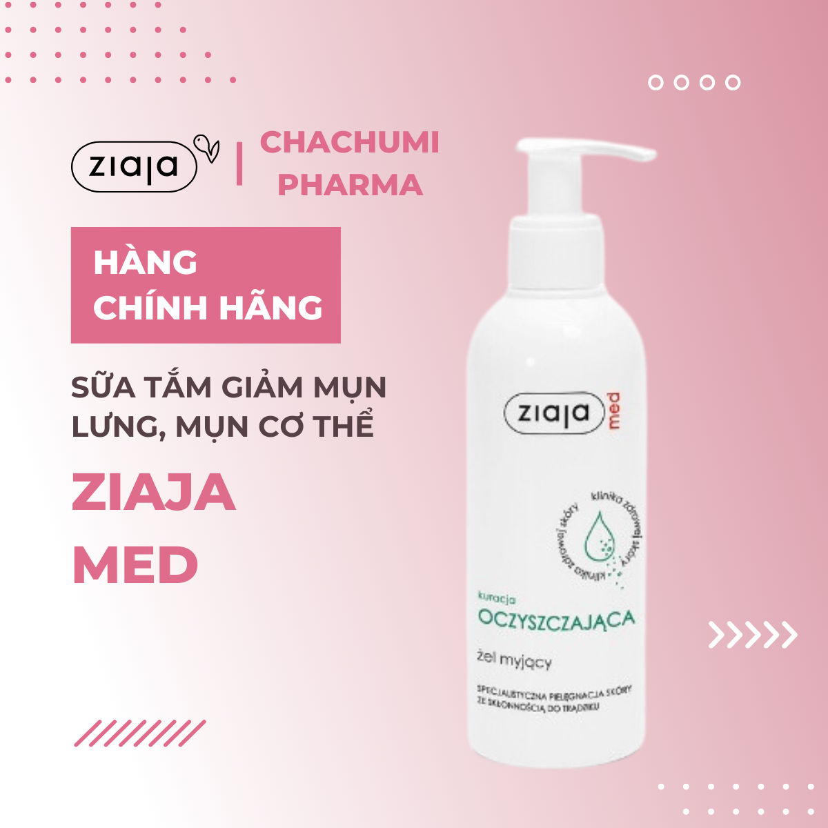 Ziaja Med - Sữa Tắm giảm mụn lưng, mụn cơ thể 400ml