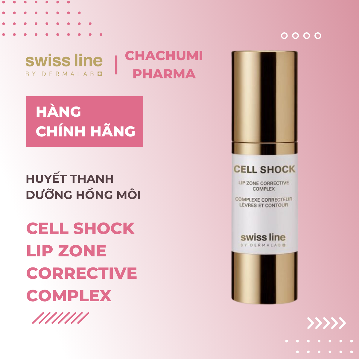 Swissline Cell Shock Lip Zone Corrective Complex - Nhũ tương dưỡng hồng môi, trẻ hóa, xóa thâm, làm đầy & căng mọng khuôn môi