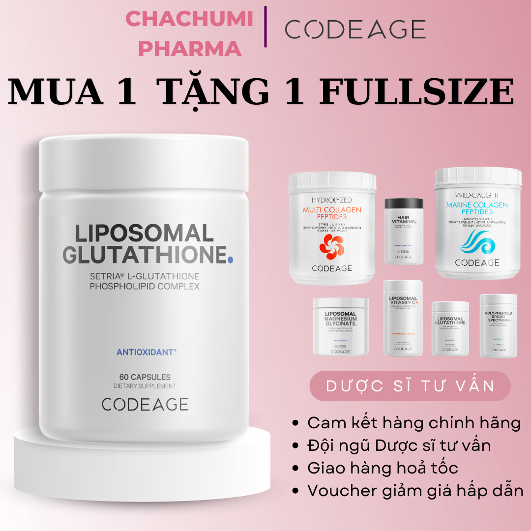 [MUA 1 TẶNG 1] Codeage Collagen - Glutathion - Vitamin C - Hair - Polyphenols - Magnesium
