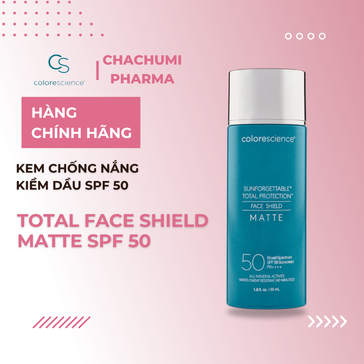 Kem Chống Nắng Kiềm Dầu SPF 50 Colorescience Face Shield Matte 55ml