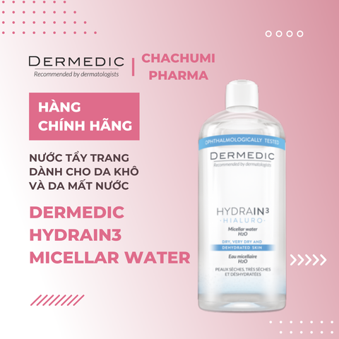 Dermedic HYDRAIN3 HIALURO Micellar Water H2O - Tẩy Trang Cho Da Mất Nước 500ml