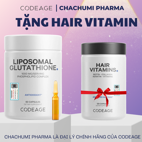 [TẶNG FULLSIZE] Viên Uống Glutathione 1000mg Codeage Trắng Da, Giảm Nám Tàn Nhang