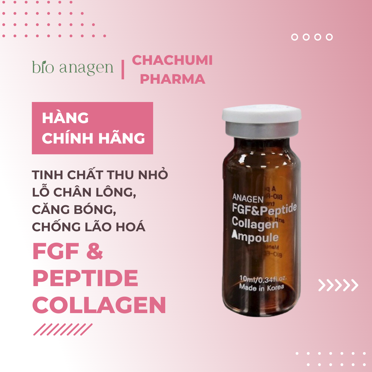 FGF & Peptide Collagen - Tinh Chất Thu Nhỏ Lỗ Chân Lông, Căng Bóng, Chống Lão Hoá 10ml