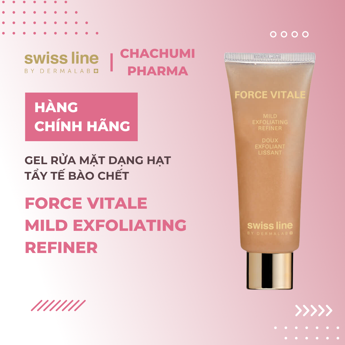 Swissline Force Vitale Mild Exfoliating Refiner - Gel rửa mặt dạng hạt tẩy tế bào chết