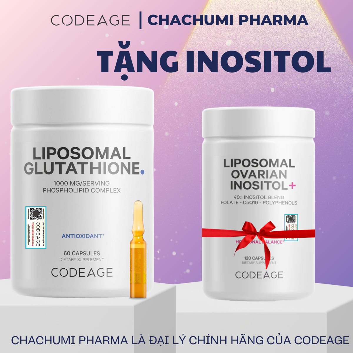 [TẶNG FULLSIZE] Viên Uống Glutathione 1000mg Codeage Trắng Da, Giảm Nám Tàn Nhang