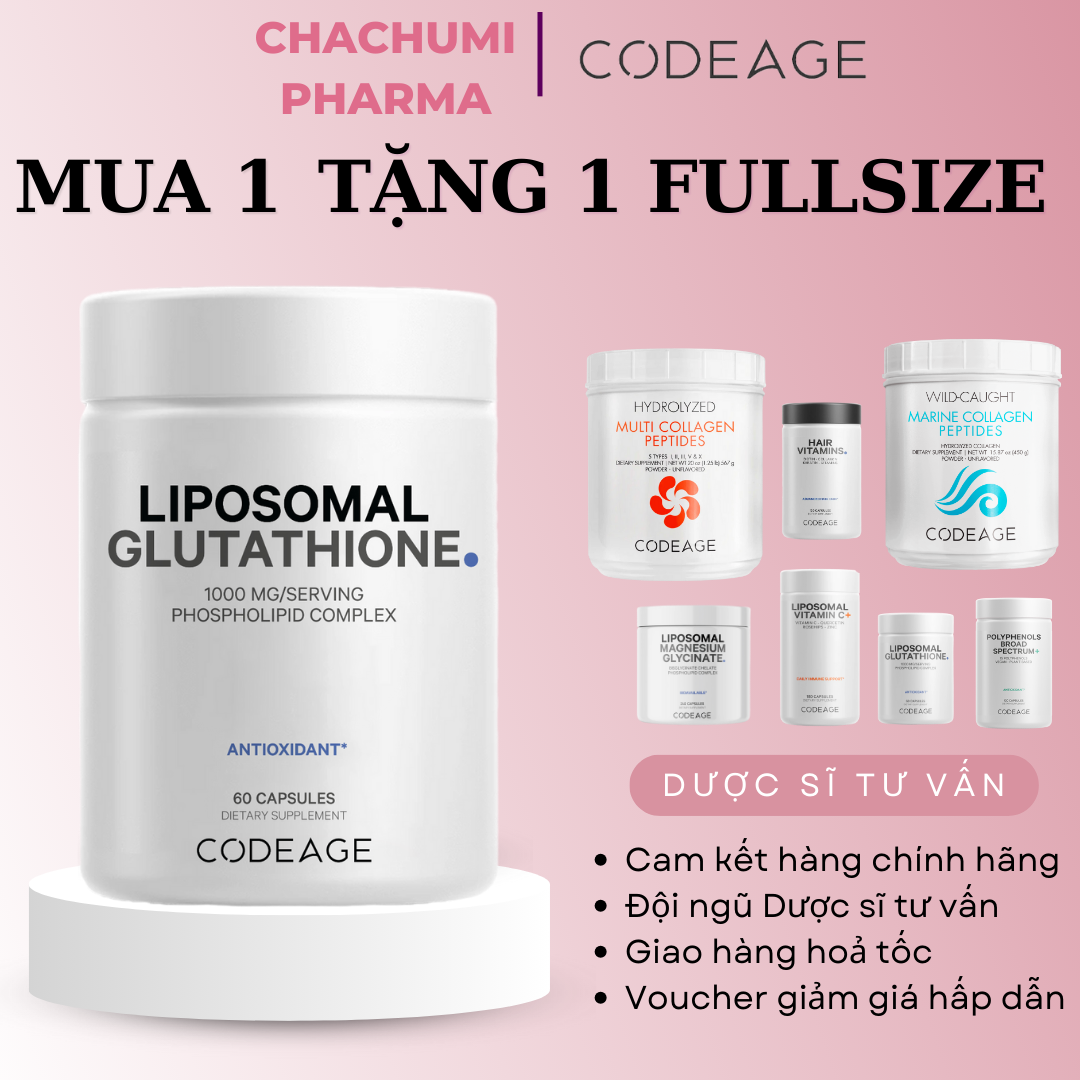 [MUA 1 TẶNG 1] Codeage Collagen - Glutathion - Vitamin C - Hair - Polyphenols - Magnesium