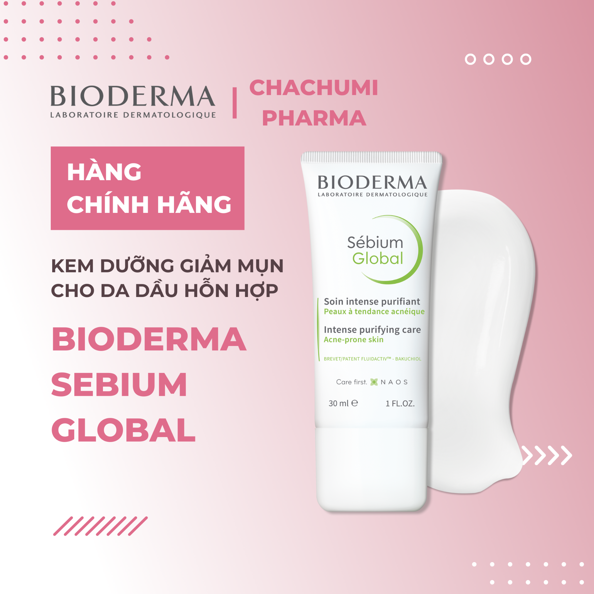 Bioderma Sebium Global - Kem Dưỡng Giảm Mụn Cho Da Dầu Hỗn Hợp 30ml