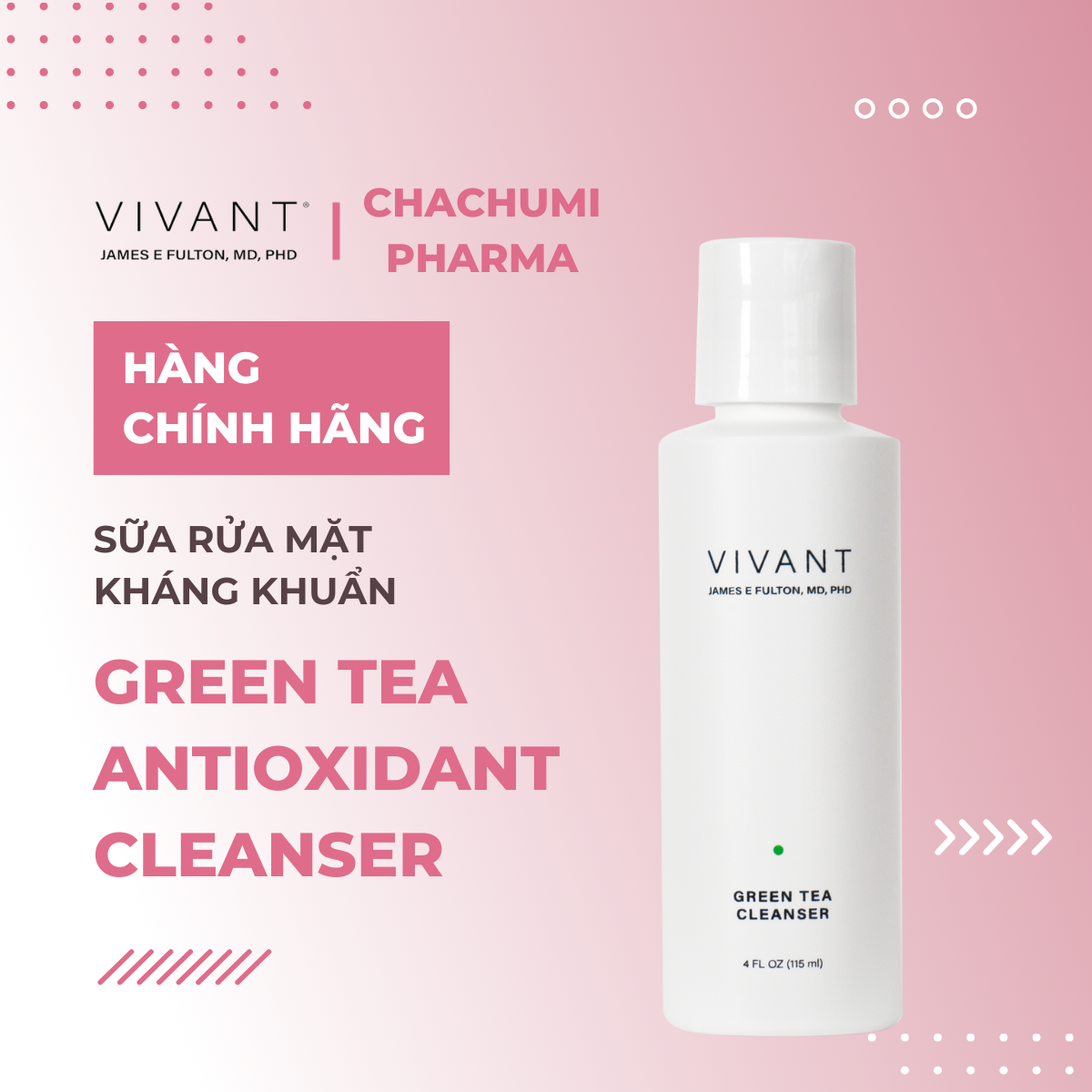 Vivant Skincare Green Tea Antioxidant Cleanser 118.3ml Sữa rửa mặt c
