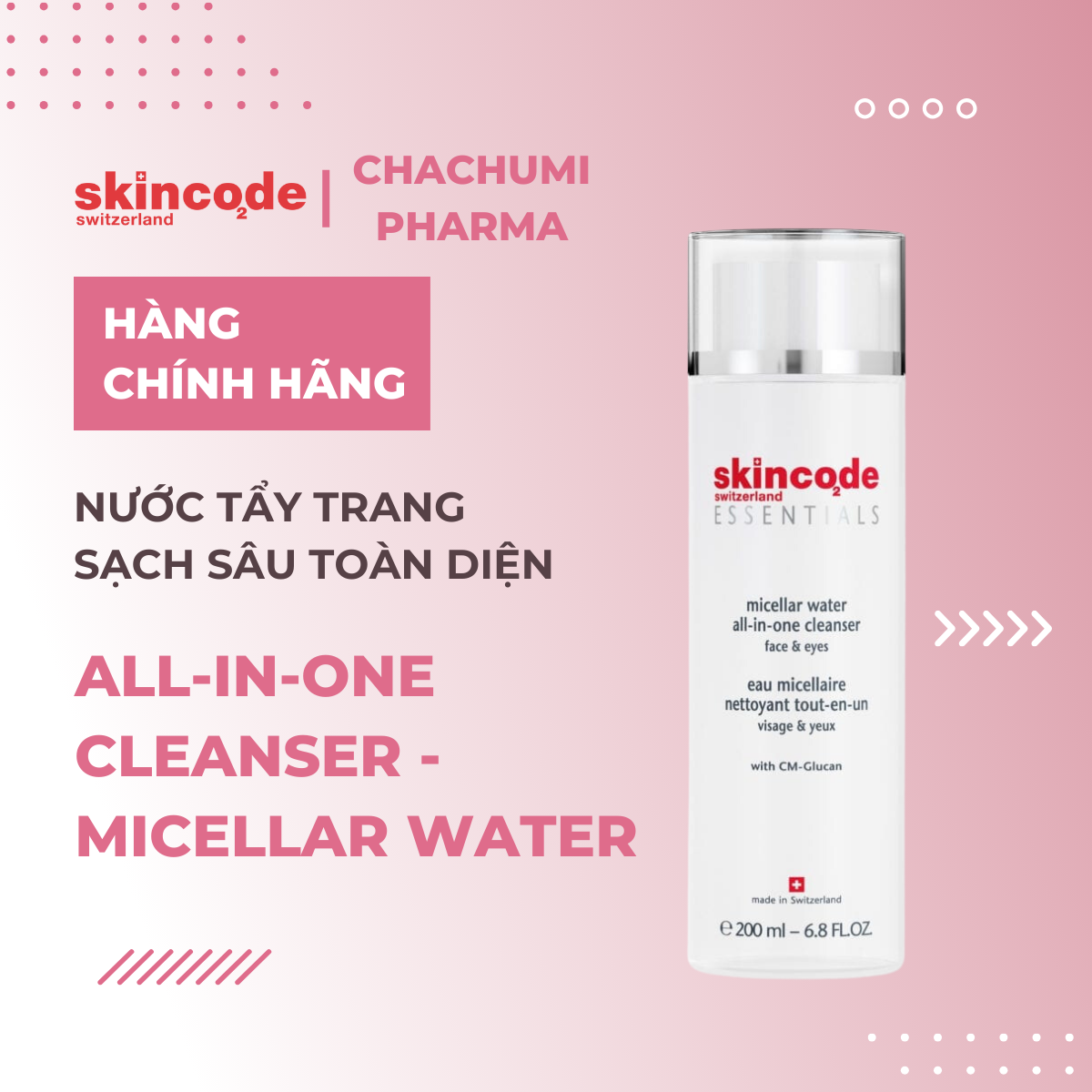 Skincode All-in-one Cleanser - Micellar Water - Nước phân tử Micellar tẩy trang sạch sâu toàn diện