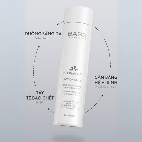 Lotion BABE Depigment Lotion Glow Hỗ Trợ Làm Sáng Da, Giảm Thâm Và Đốm Nâu 150ml