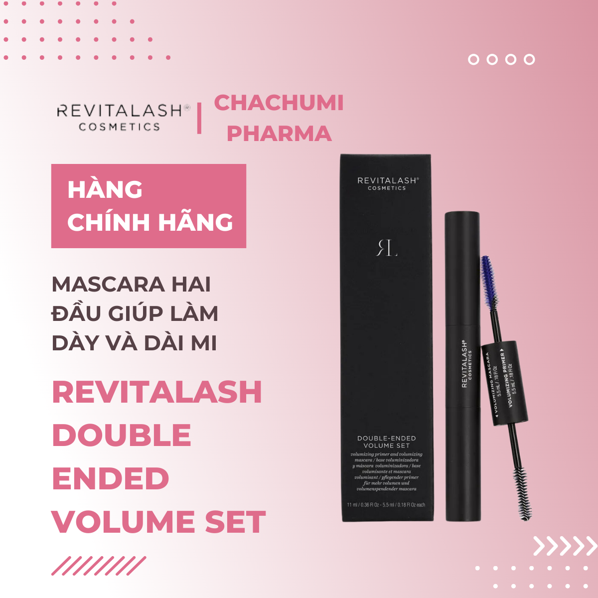 Revitalash Double Ended Volume Set - Mascara hai đầu giúp làm dày và dài mi