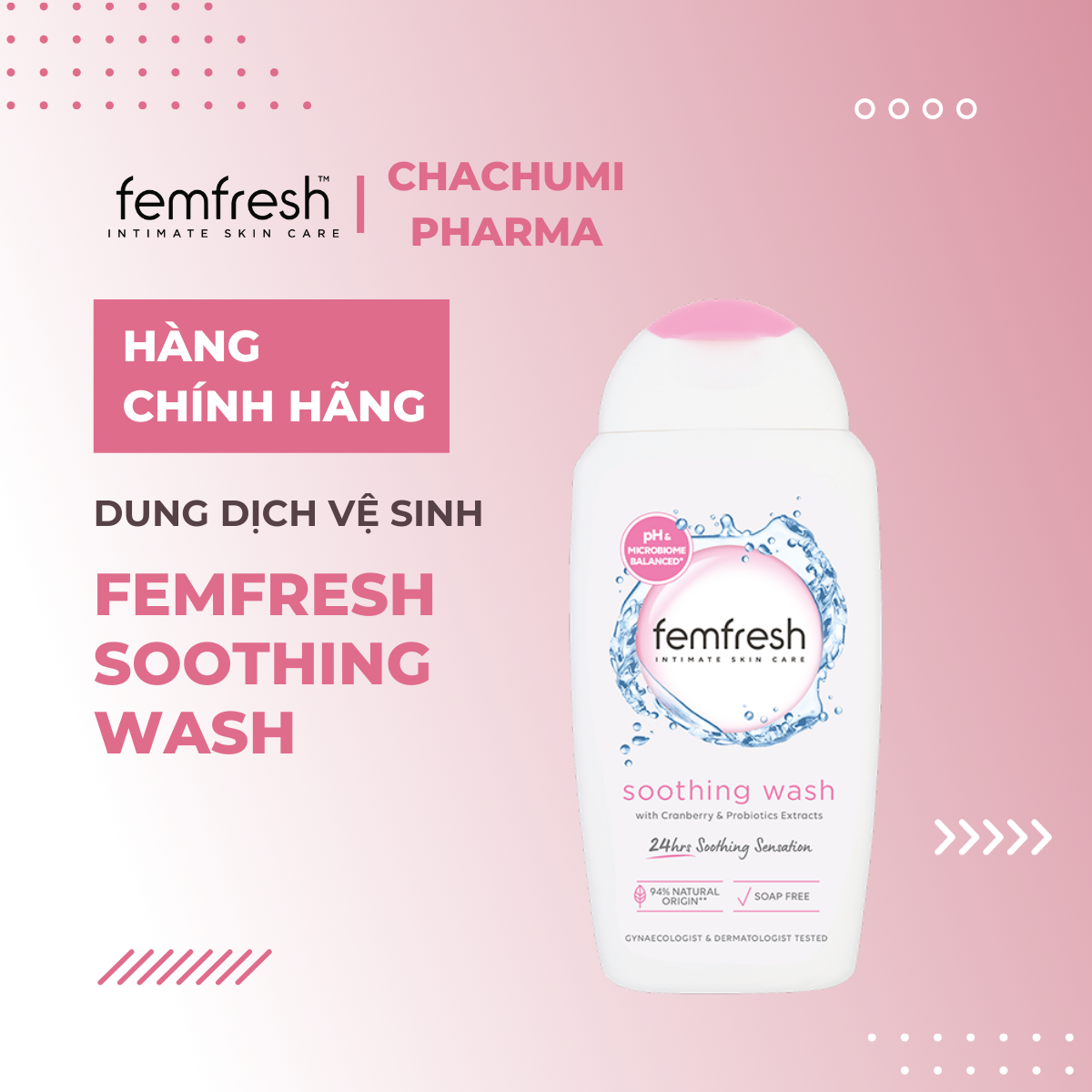 Femfresh Soothing Wash 250ml (nắp hồng) - Dung dịch vệ sinh