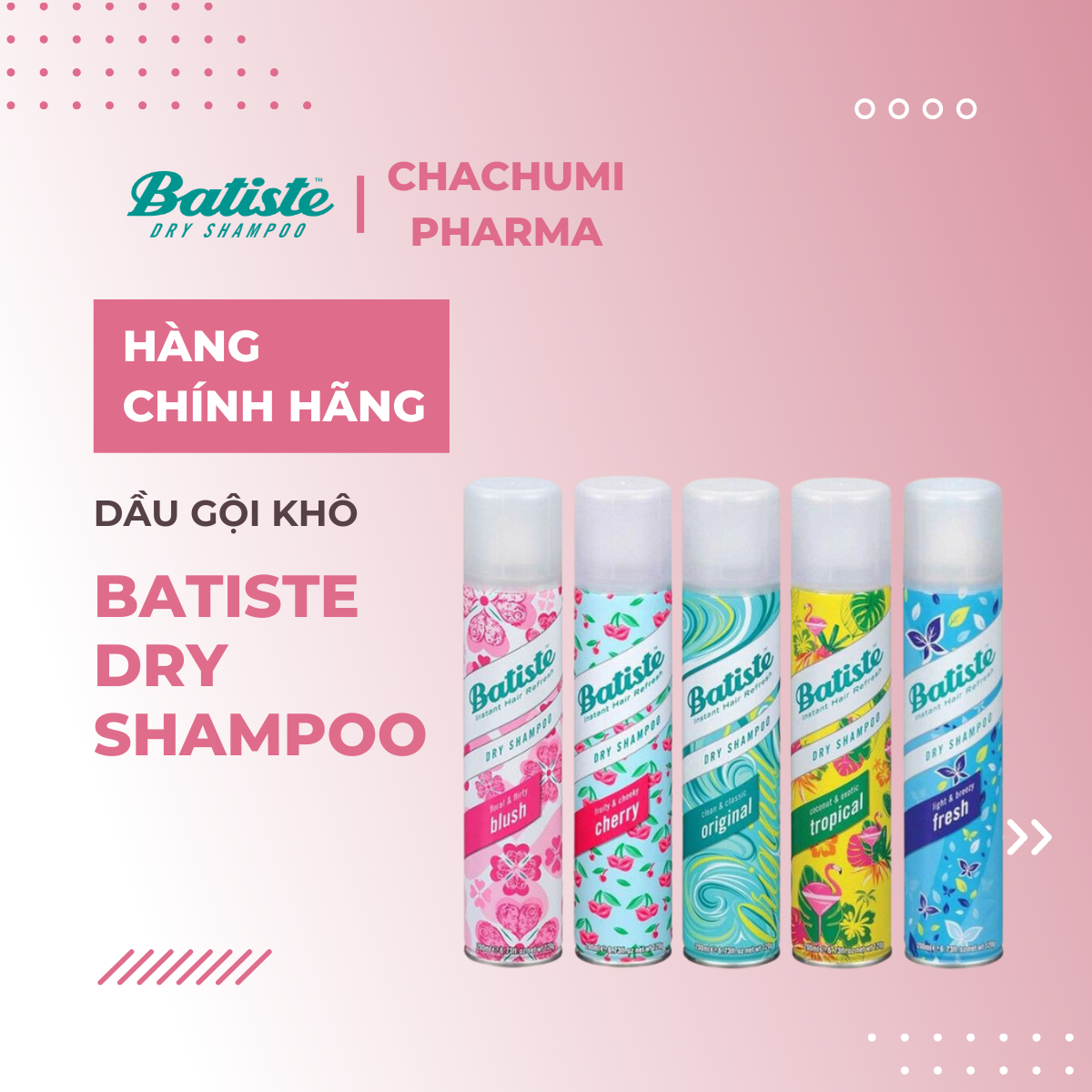 Batiste Dry Shampoo 200ml - Dầu Gội Khô Hết Ngứa, Hết Bết Dính Tóc Bồng Bềnh Tức Thì