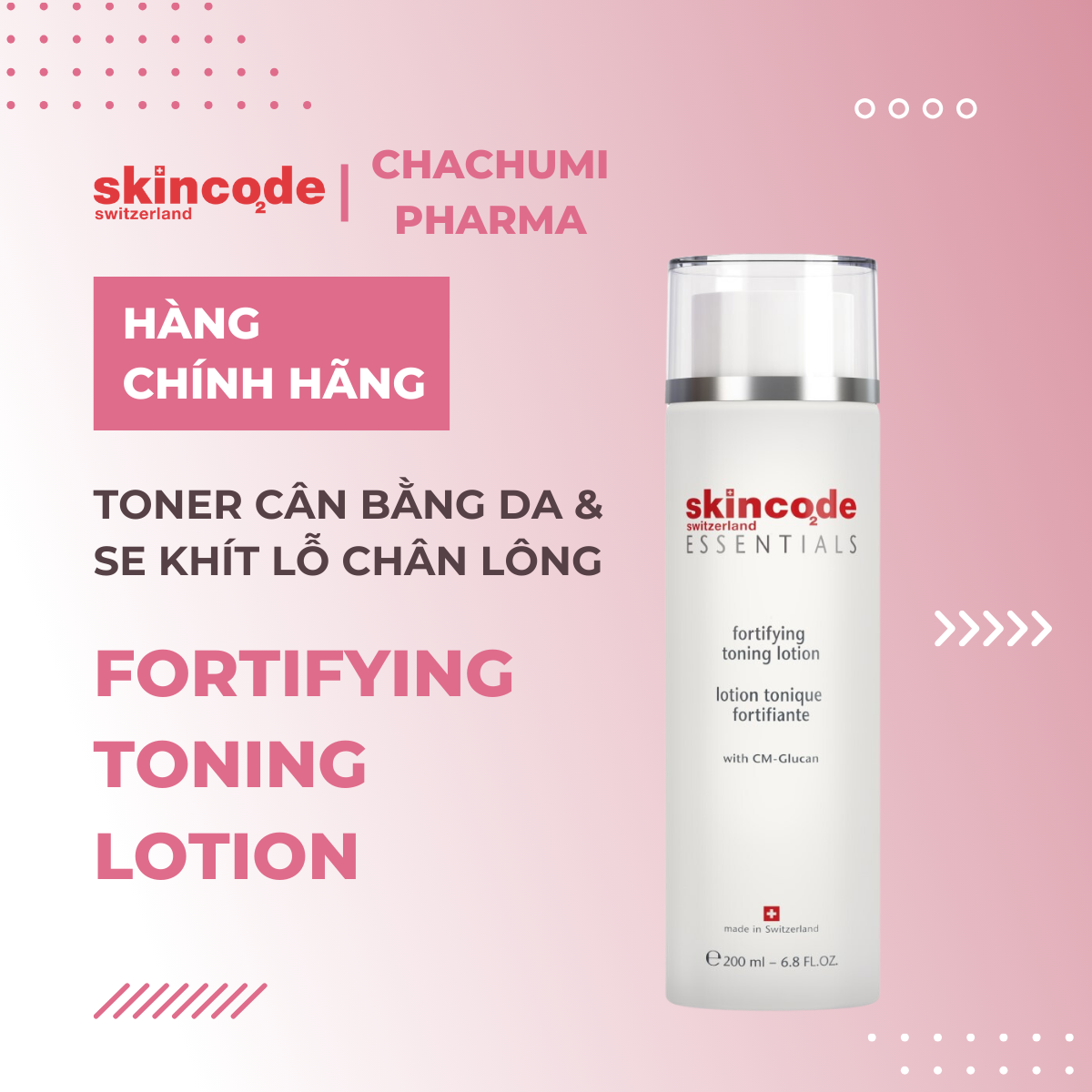 Skincode Fortifying Toning Lotion - Toner cân bằng, tinh khiết da & se khít lỗ chân lông