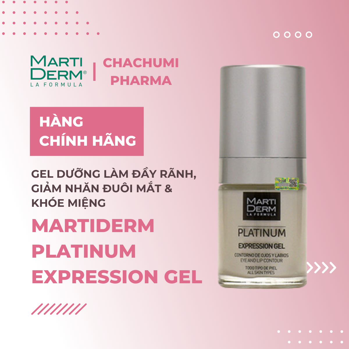 MartiDerm Platinum Expression Gel - Gel Dưỡng Làm Đầy Rãnh, Giảm Nhăn Đuôi Mắt & Khóe Miệng (15ml)