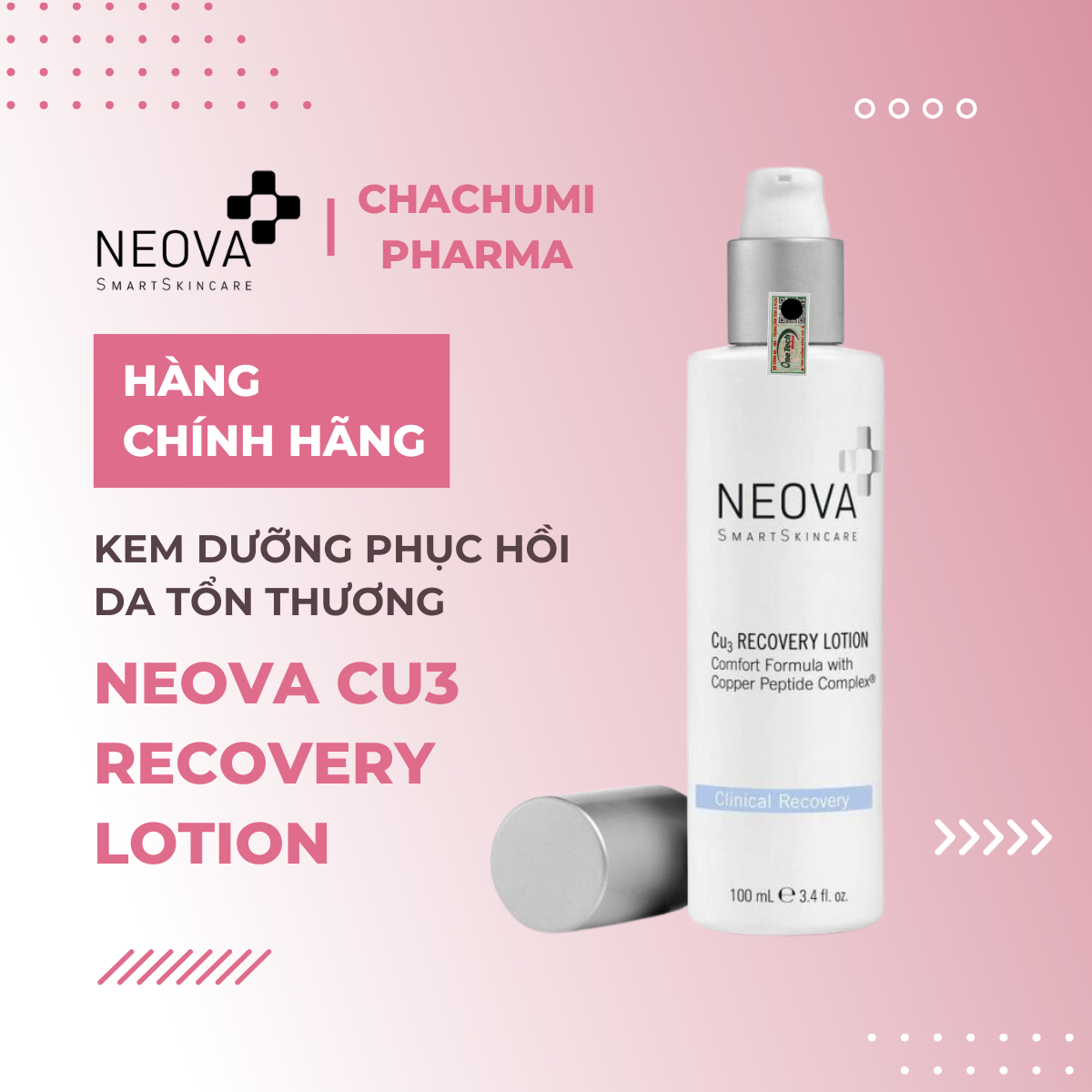 Neova Cu3 Recovery Lotion - Kem phục hồi da tổn thương sau laser, bỏng hay mesotherapy