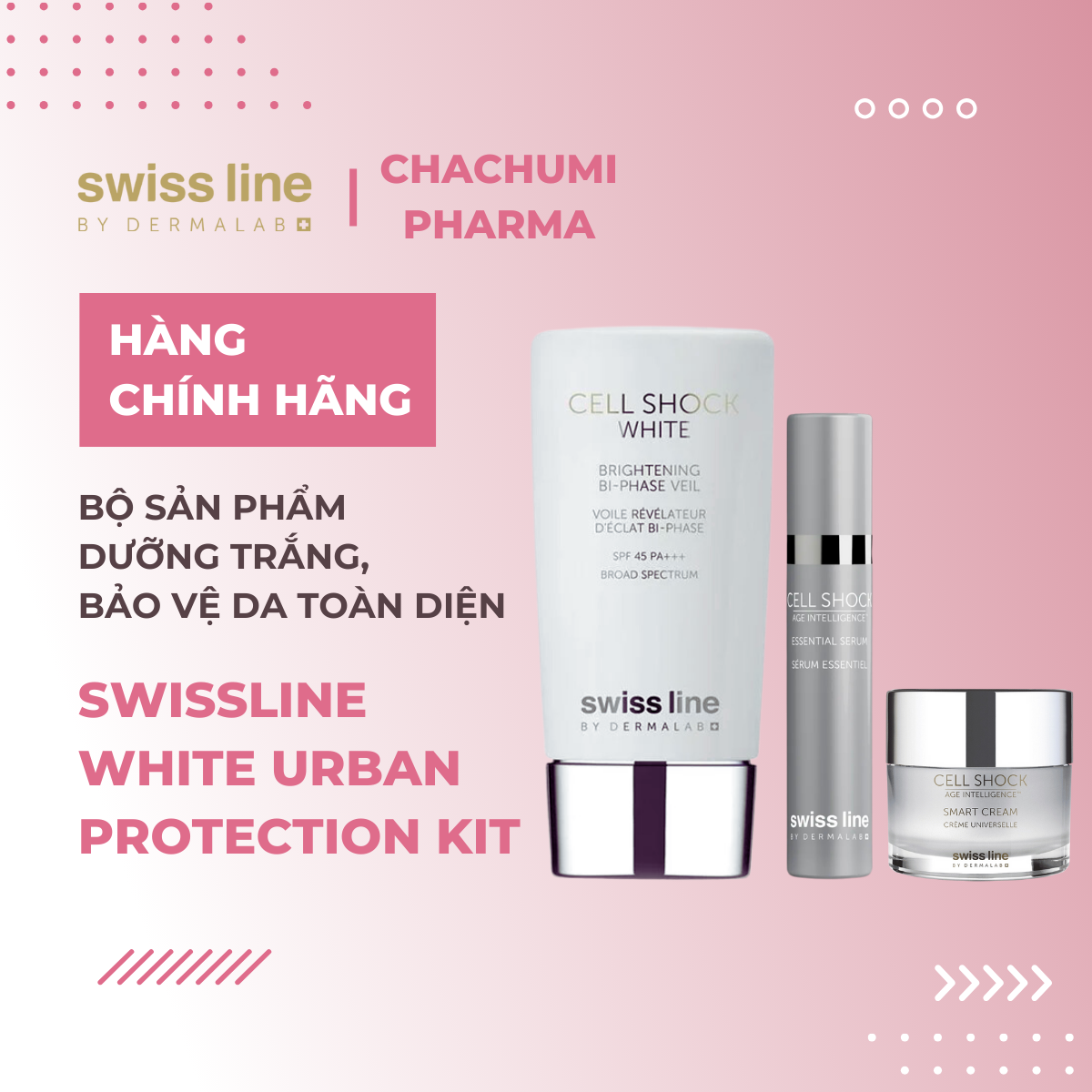 Swissline White Urban Protection Kit - Bộ dưỡng trắng, bảo vệ da toàn diện