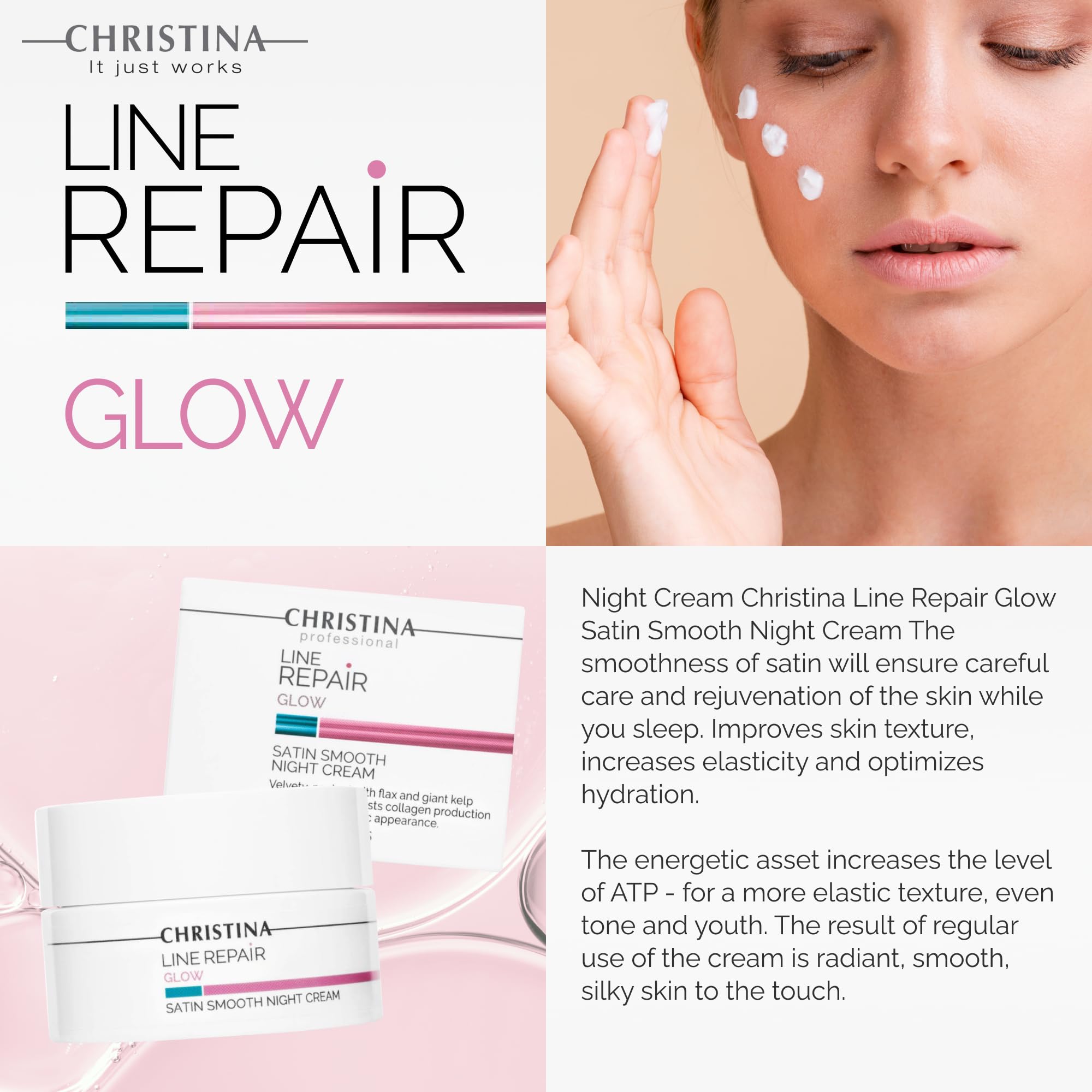 Christina Line Repair Satin Smooth Night Cream - Kem Dưỡng Dưỡng Căng Bóng, Tái Tạo Da Ban Đêm 50ml