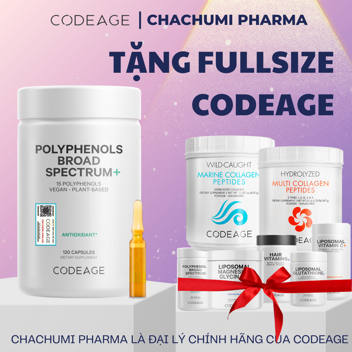 [TẶNG FULLSIZE] Viên Uống Chống Nắng Trẻ Hóa Da CodeAge Polyphenols 120 Viên