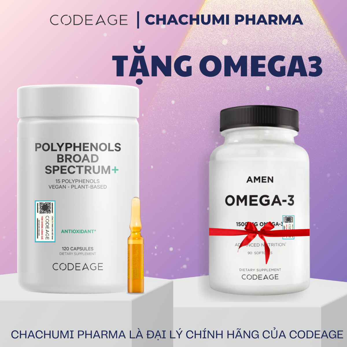 [TẶNG FULLSIZE] Viên Uống Chống Nắng Trẻ Hóa Da CodeAge Polyphenols 120 Viên
