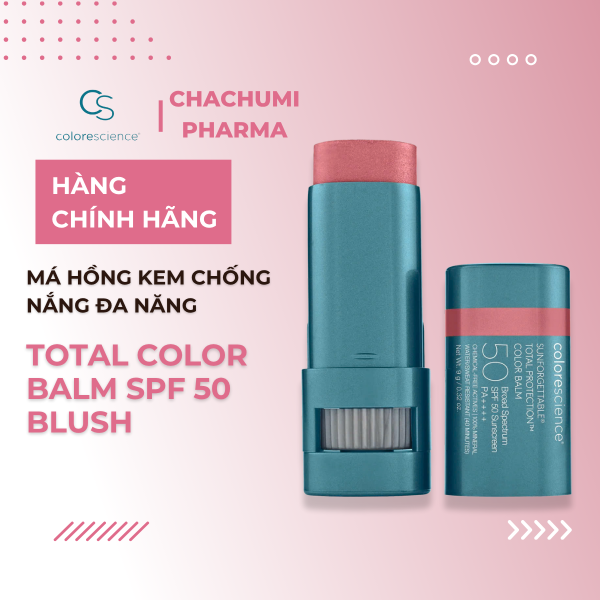 Bộ 3 Má Hồng Kem Colorescience Total Color Balm SPF 50 Chống Nắng Đa Năng