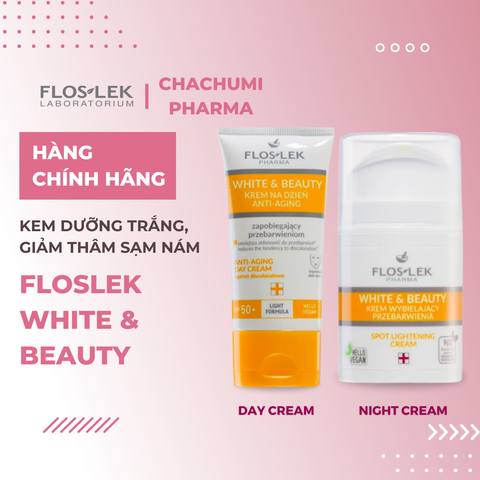 Floslek White & Beauty - Kem dưỡng trắng da, giảm thâm sạm nám