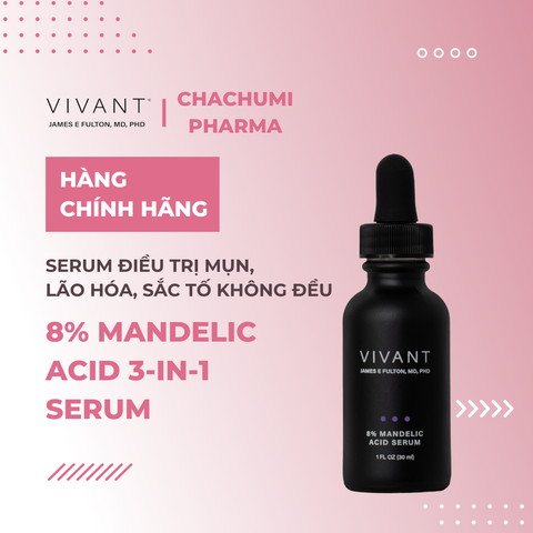 Vivant Skincare 8% Mandelic Acid 3-In-1 Serum 30ml - Serum giảm mụn, lão hóa, sắc tố không đều