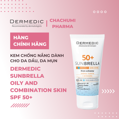 Dermedic Sunbrella SPF 50+ Sun Protection Cream Oily And Combination Skin - Kem Chống Nắng Cho Da Dầu, Da Hỗn Hợp 50ml