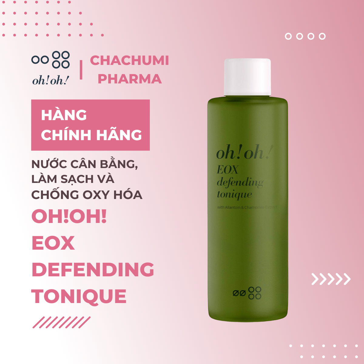 oh!oh! EOX Defending Tonique (with Allantoin & Chamomile Extract) - Nước Cân Bằng, Làm Sạch Và Chống Oxy Hóa
