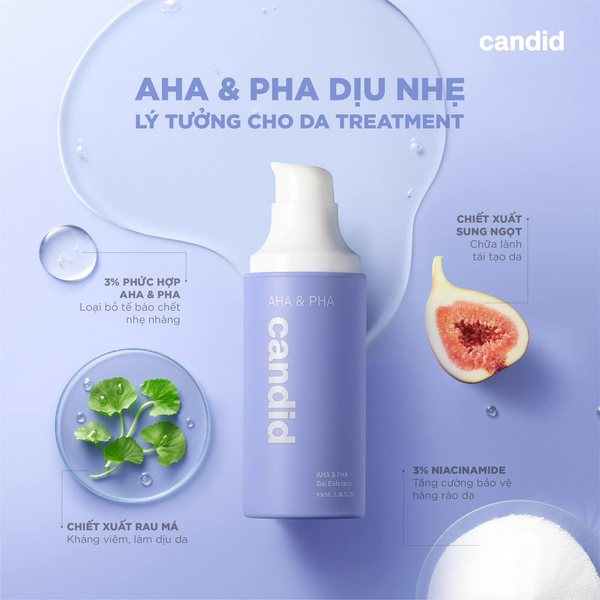 Gel AHA & PHA Candid Tẩy Tế Bào Chết & Làm Mịn Da Gel Exfoliant 100ml