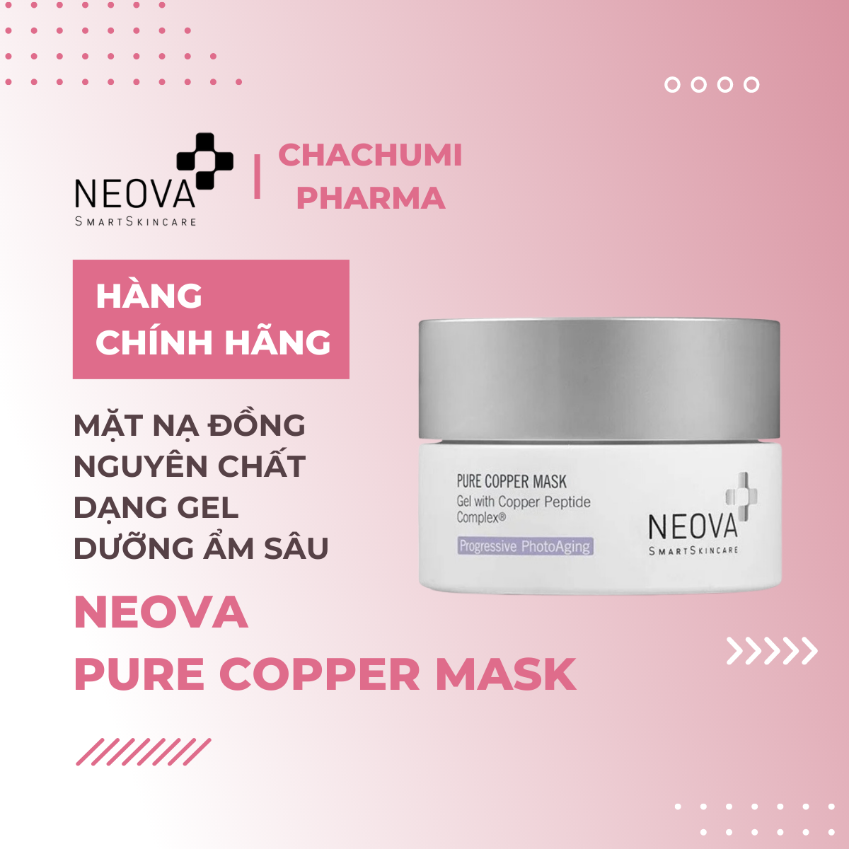 Neova Tri-Peptide Pure Copper Mask - Mặt Nạ Gel Làm Dịu, Giảm Khô Da