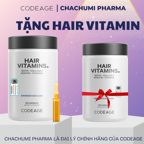 [TẶNG FULLSIZE] Viên Uống CodeAge Hair Vitamins Kích Thích Mọc Tóc, Cải Thiện Nang Tóc 120 viên