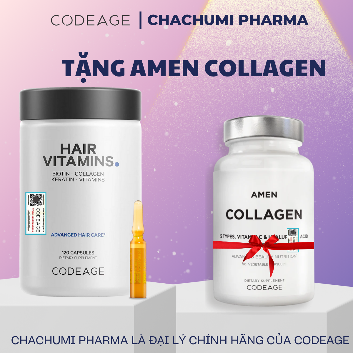 [TẶNG FULLSIZE] Viên Uống CodeAge Hair Vitamins Kích Thích Mọc Tóc, Cải Thiện Nang Tóc 120 viên
