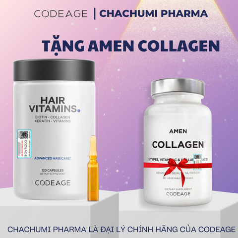 [TẶNG FULLSIZE] Viên Uống CodeAge Hair Vitamins Kích Thích Mọc Tóc, Cải Thiện Nang Tóc 120 viên