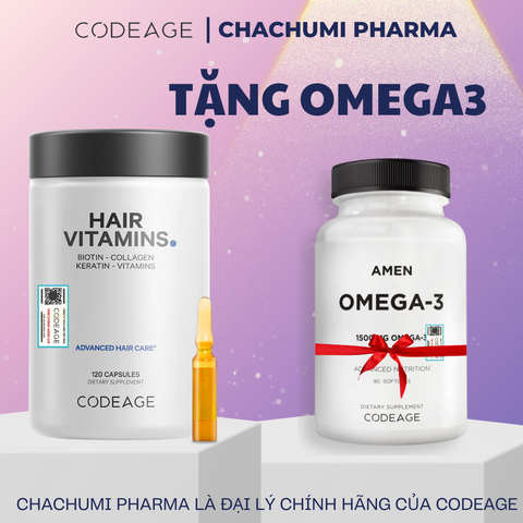 [TẶNG FULLSIZE] Viên Uống CodeAge Hair Vitamins Kích Thích Mọc Tóc, Cải Thiện Nang Tóc 120 viên