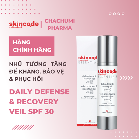 Skincode Daily Defense & Recovery Veil spf 30 - Nhũ tương tăng cường hệ đề kháng, bảo vệ & phục hồi làn da SPF 30