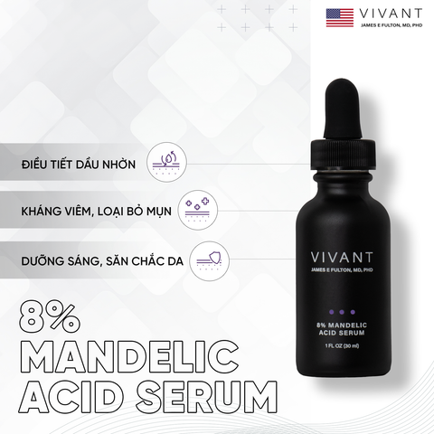 Vivant Skincare 8% Mandelic Acid 3-In-1 Serum 30ml - Serum giảm mụn, lão hóa, sắc tố không đều
