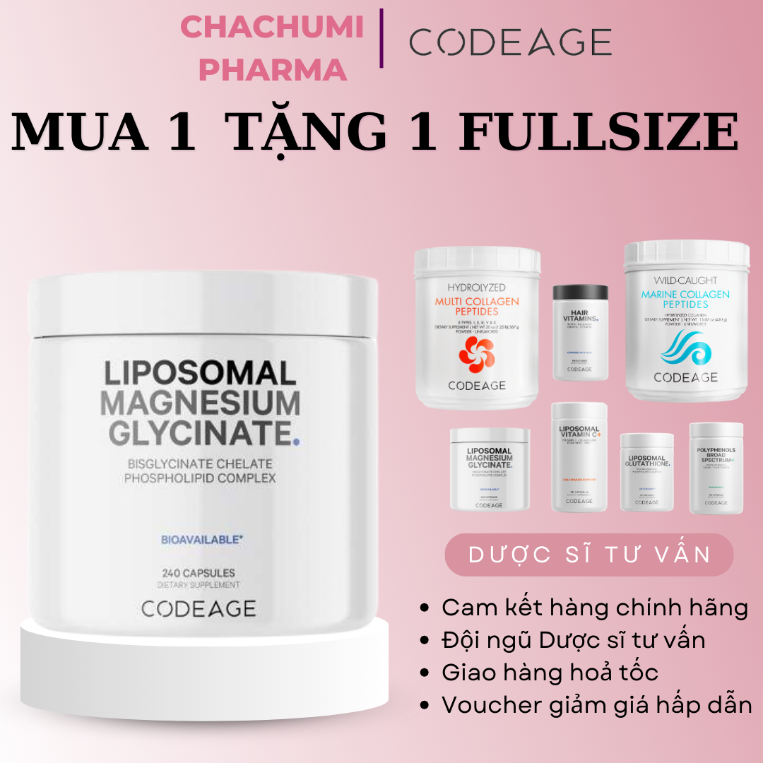 [MUA 1 TẶNG 1] Codeage Collagen - Glutathion - Vitamin C - Hair - Polyphenols - Magnesium